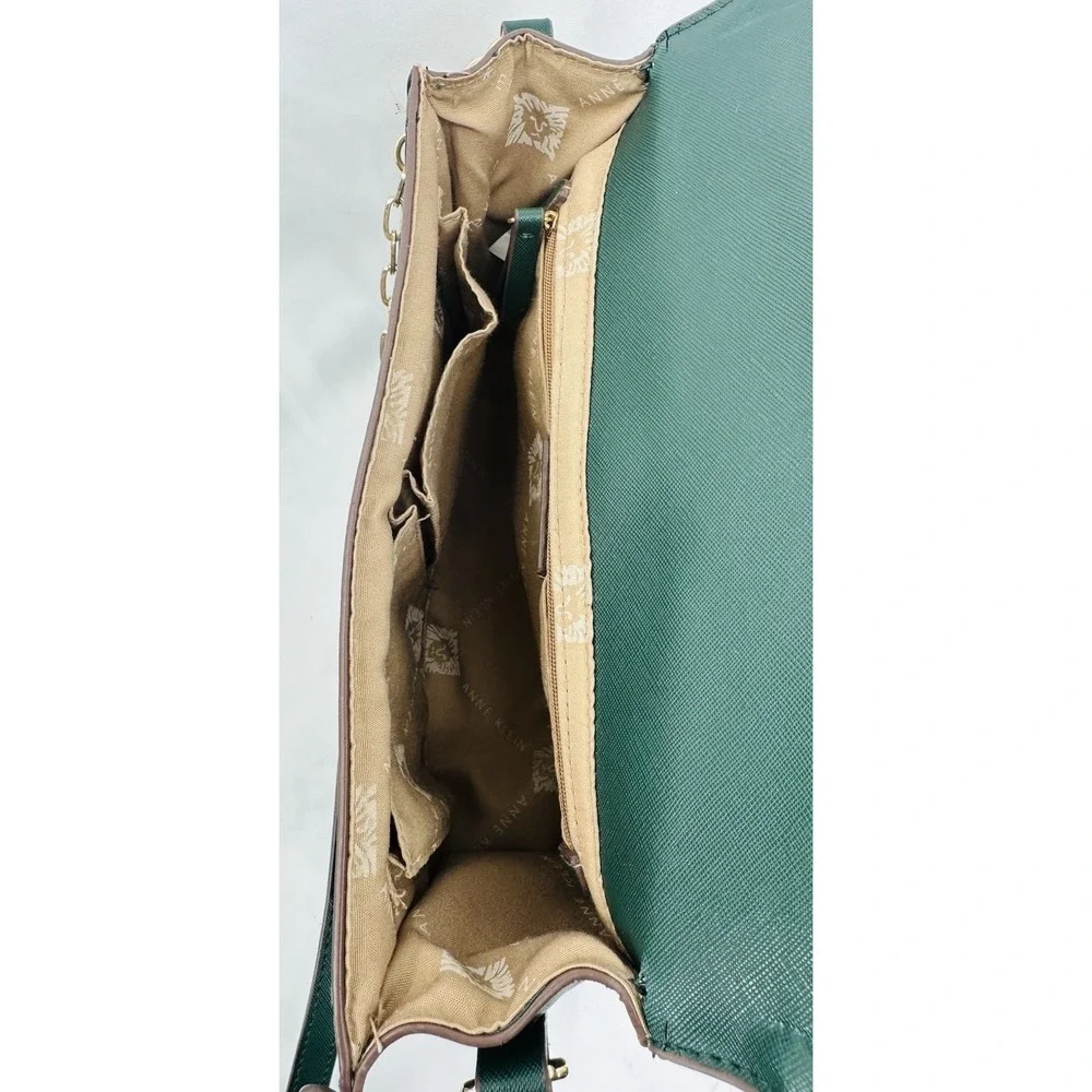 Anne Klein Satchel Shoulder Flap Crossbody Bag w/Gold Chain Strap‎ Green